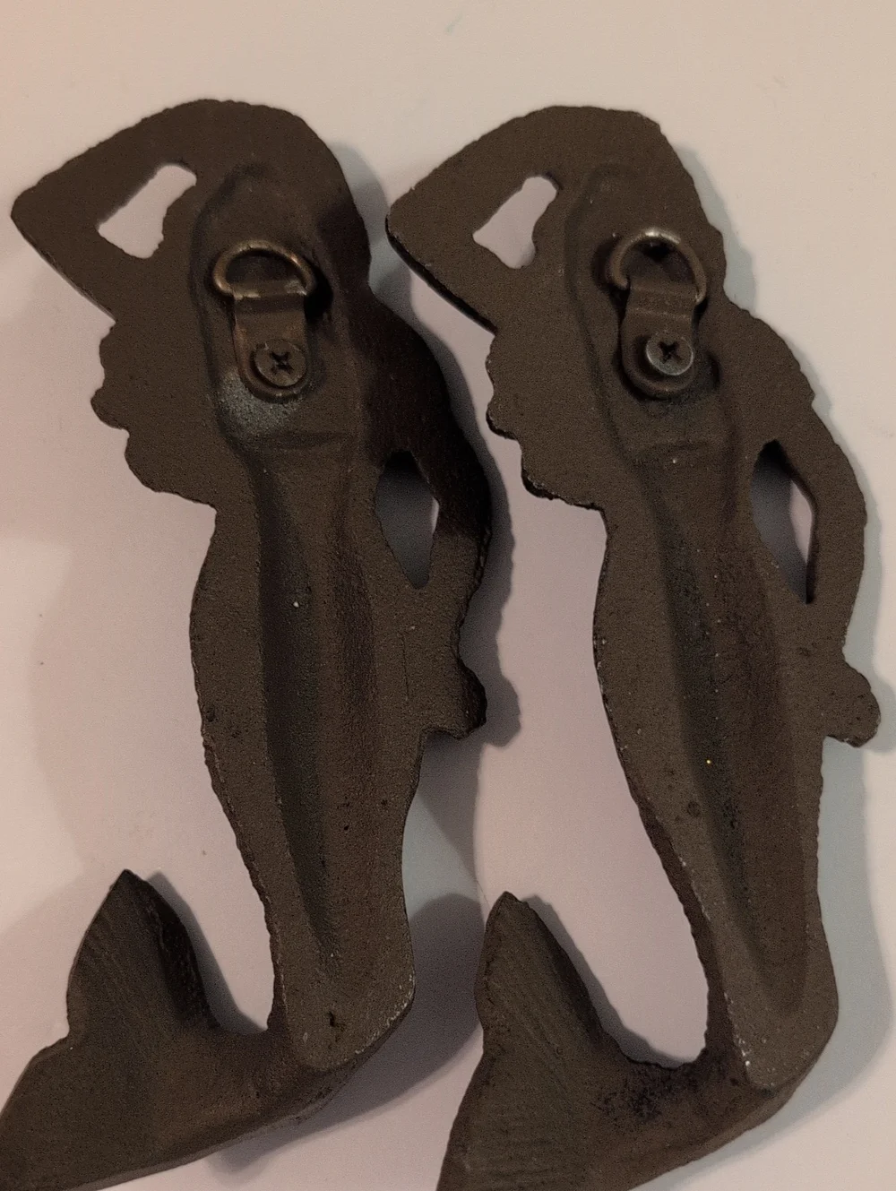 Decorative Mermaid Wall Hooks - Black Cast Iron (Set of 2)